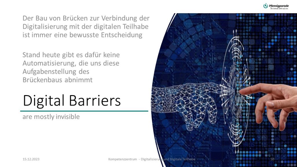 Ausschnitt einer Präsentation von Michael Düren über Digitale Barrieren.