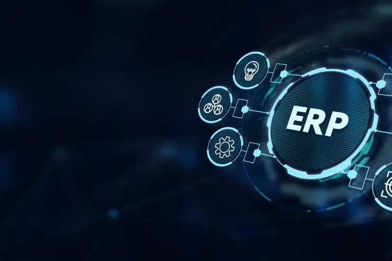 Business, Technology, Internet and network concept. Enterprise resource planning ERP concept. 3d illustration Darstellung eines ERP Systems