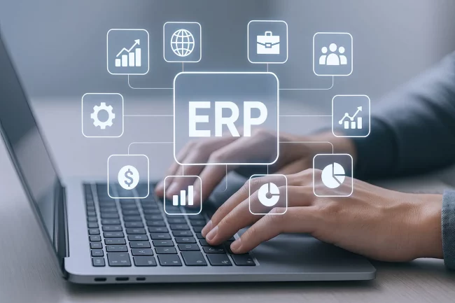 Visualisierung eines ERP Systems und der Abteilungen, die man dort bündeln kann