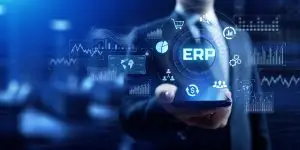 ERP (Enterprise Resource Planning) – Konzept für Unternehmensressourcenplanung und Internet-Technologie.