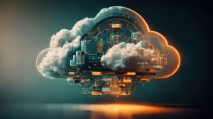 Digital Cloud im Querschnitt die digitale Vernetzung im inneren zeigt