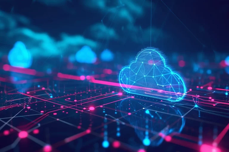 Futuristic network of cloud computing and blockchain technology – A vibrant 3d polygonal illustration depicting the interconnected world of digital currency and modern tech Ein futuristisches Netzwerk aus Cloud-Computing und Blockchain-Technologie – Eine dynamische 3D-Polygon-Illustration, die die vernetzte Welt der digitalen Währungen und moderner Technologien darstellt